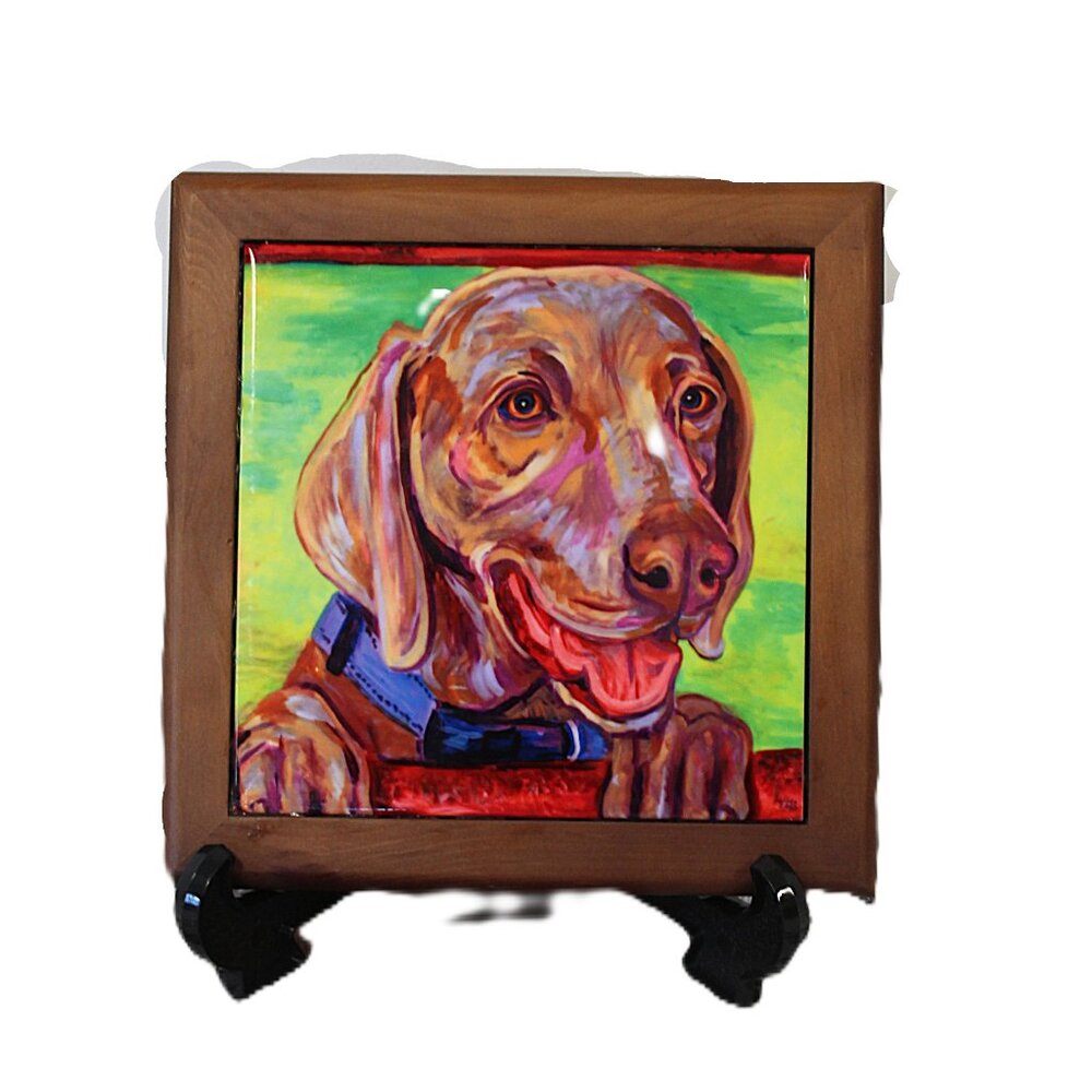 Holiday Labrador Dog Tile – Colorful Wall Art or Trivet – 7.5"x7.5" – Gift for D